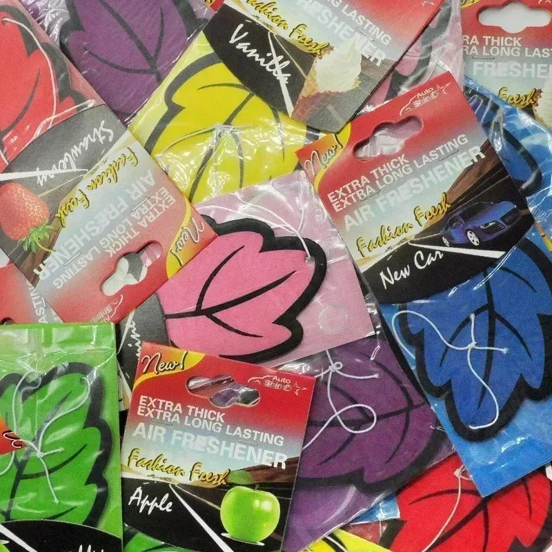 6-60pcs Car Air Freshener Natural Scented Tea Paper Auto Hanging Vanilla Perfume Fragrance Leaf Shape Car Accessories Interior