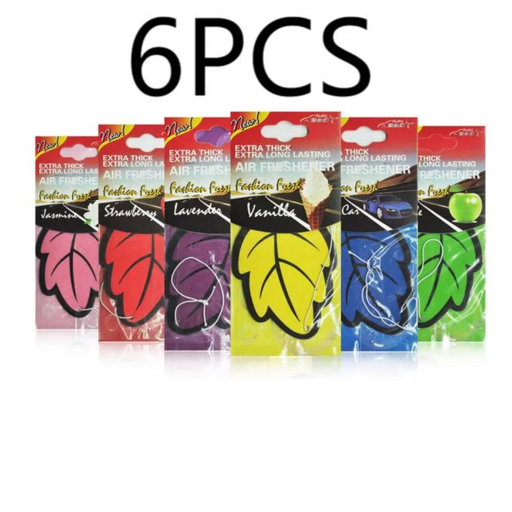 6-60pcs Car Air Freshener Natural Scented Tea Paper Auto Hanging Vanilla Perfume Fragrance Leaf Shape Car Accessories Interior