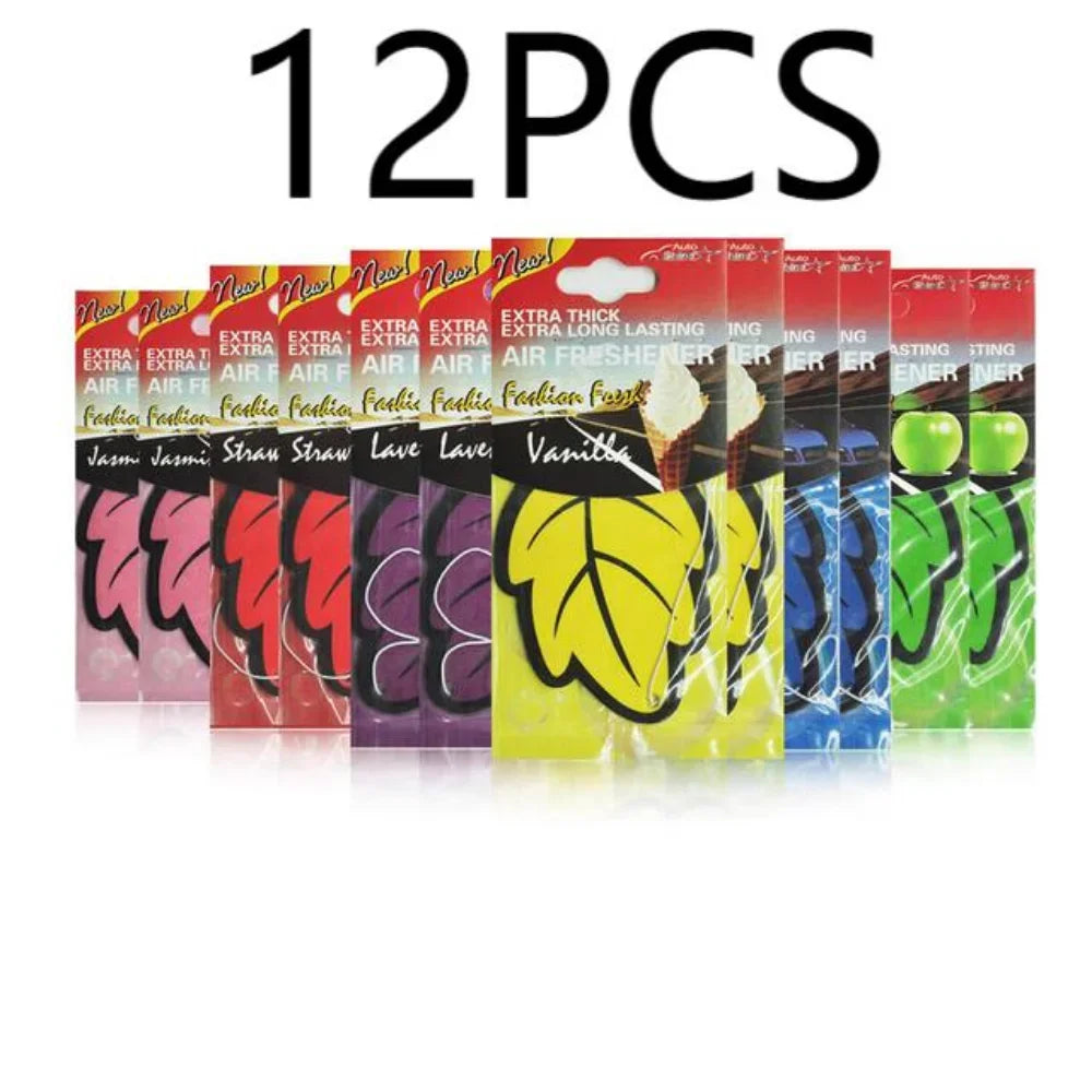 6-60pcs Car Air Freshener Natural Scented Tea Paper Auto Hanging Vanilla Perfume Fragrance Leaf Shape Car Accessories Interior
