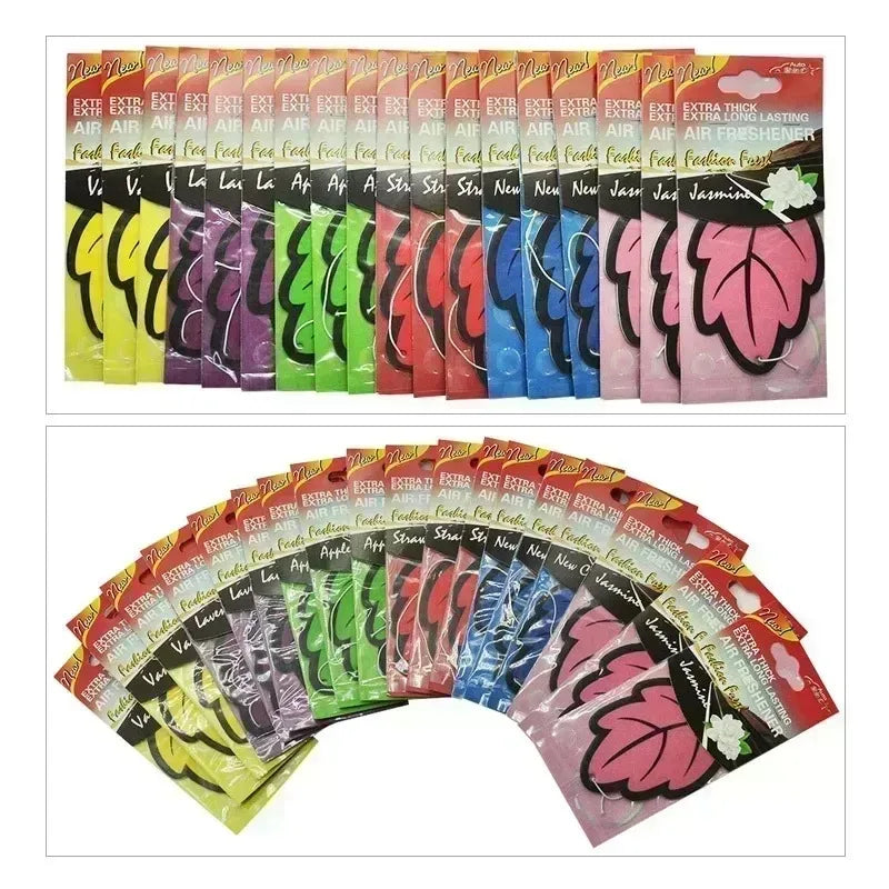 6-60pcs Car Air Freshener Natural Scented Tea Paper Auto Hanging Vanilla Perfume Fragrance Leaf Shape Car Accessories Interior