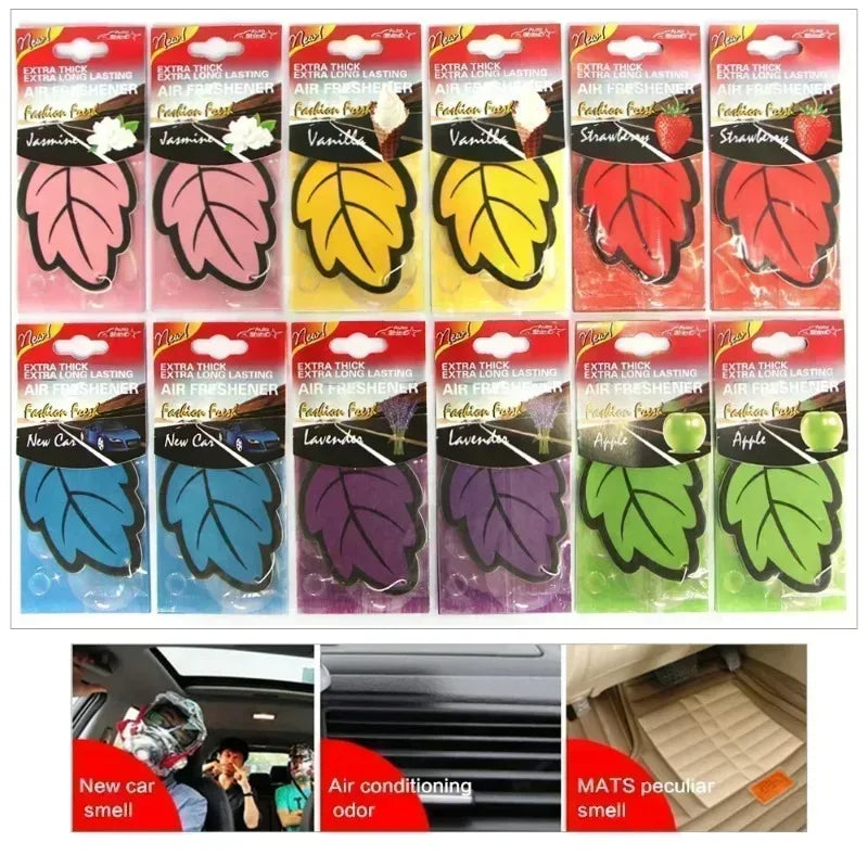 6-60pcs Car Air Freshener Natural Scented Tea Paper Auto Hanging Vanilla Perfume Fragrance Leaf Shape Car Accessories Interior